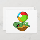 Schildkröte mit Wasserpolo Postkarte (Vorne/Hinten)