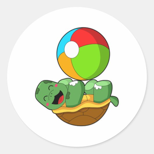 Schildkröte mit Wasserpolo Runder Aufkleber (Vorderseite)