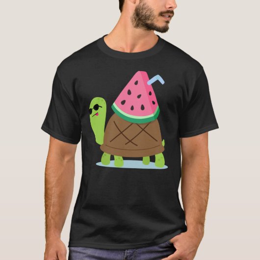 Schildkröte mit Watermelon Drink T - Shirt (Vorderseite)