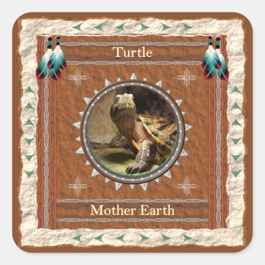 Schildkröte Mutter Erde- Aufkleber - 20 pro Blatt (Vorderseite)