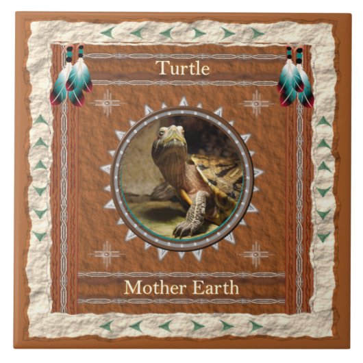 Schildkröte - Mutter-ErdKeramik-Fliese Fliese (Vorderseite)