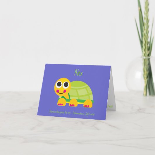 Schildkröte Notecard mit blauem Hintergrund Karte (Vorderseite)