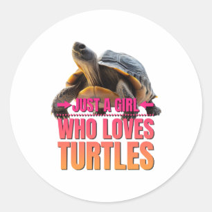 Schildkröte nur ein Mädchen, das Schildkröten lieb Runder Aufkleber