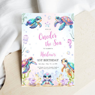 Schildkröte Oneder unter dem Meer 1. Geburtstagsei Einladung