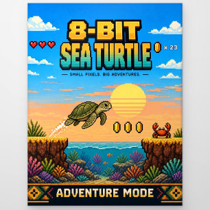 Schildkröte, Retro-8-Bit-Pixelkunst Postkarte