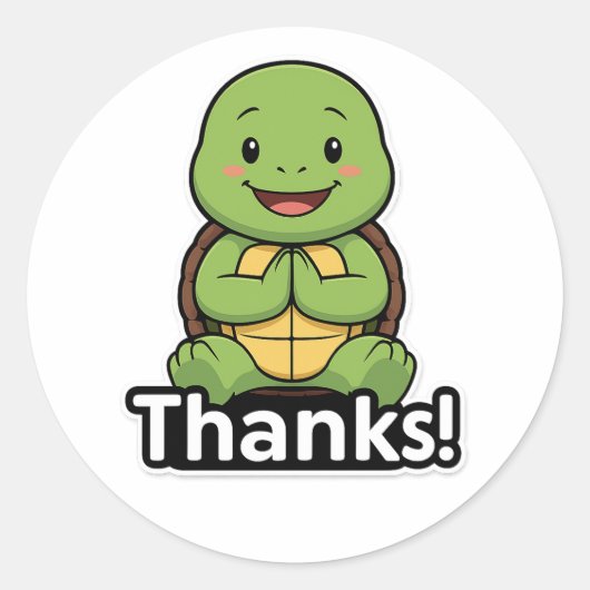 Schildkröte sagt Danke Runder Aufkleber (Vorderseite)