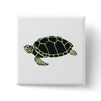 Schildkröte schwarz grün quadratischer button 5,1 cm