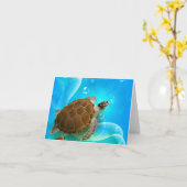 Schildkröte Schwimmen Notizkarten Karte (Gelbe Blume)