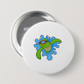 Schildkröte Schwimmen Schwimmbrille Button (Vorne & Hinten)