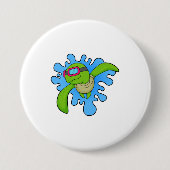 Schildkröte Schwimmen Schwimmbrille Button (Vorderseite)