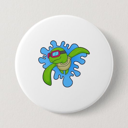 Schildkröte Schwimmen Schwimmbrille Button (Vorderseite)