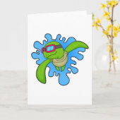 Schildkröte Schwimmen Schwimmbrille Karte (Gelbe Blume)