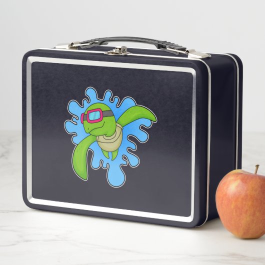 Schildkröte Schwimmen Schwimmbrille Metall Brotdose (Beispiel)