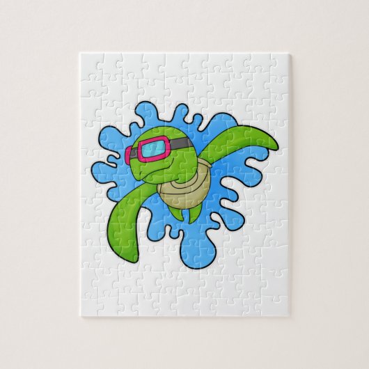 Schildkröte Schwimmen Schwimmbrille Puzzle (Vertikal)