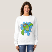 Schildkröte Schwimmen Schwimmbrille Sweatshirt (Vorne ganz)