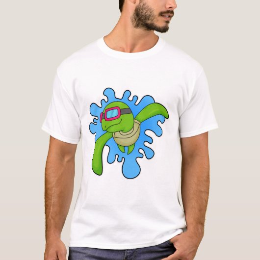 Schildkröte Schwimmen Schwimmbrille T-Shirt (Vorderseite)