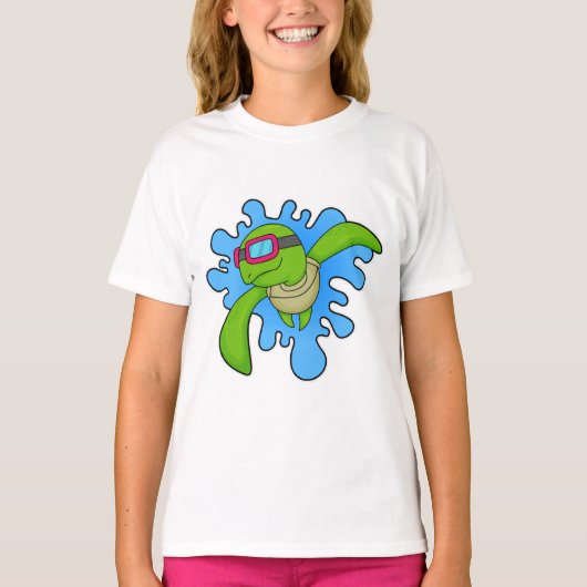 Schildkröte Schwimmen Schwimmbrille T-Shirt (Vorderseite)