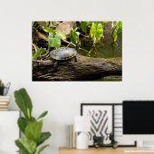 Schildkröte sitzt auf einem Log-Poster Poster (Heimbüro)