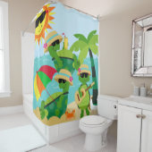 Schildkröte-Sommer-Strand-Party-niedliche Kinder Duschvorhang (Beispiel)