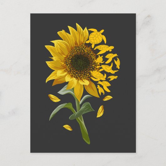 Schildkröte Sonnenblumen Garten Ozean Tierbewussts Postkarte (Vorderseite)
