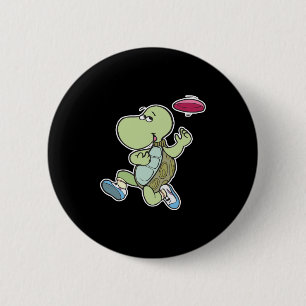 Schildkröte spielt Frisbee Button