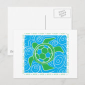 Schildkröte-Strand-Fußball Postkarte (Vorne/Hinten)