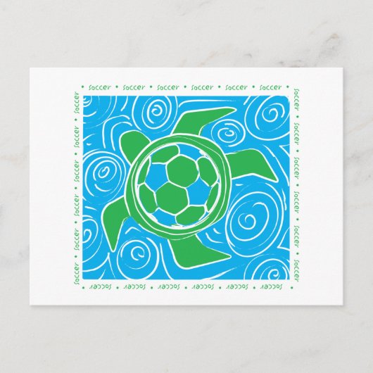 Schildkröte-Strand-Fußball Postkarte (Vorderseite)