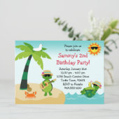 Schildkröte-Strand-Geburtstags-Party Einladung (Stehend Vorderseite)