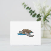 Schildkröte Surfer Surfbrett Postkarte (Stehend Vorderseite)