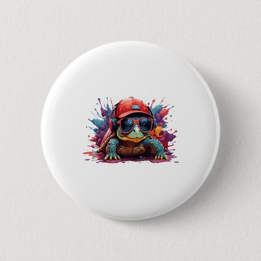 Schildkröte Tier Kunst Ich cool süße Schildkröte Button (Vorderseite)