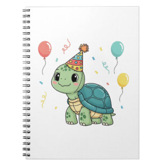 Schildkröte trägt einen Party-Hut Notizblock