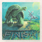 Schildkröte und die Hase-Kunst Glasuntersetzer (Vorderseite)