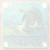 Schildkröte und die Hase-Kunst Glasuntersetzer (Rückseite)