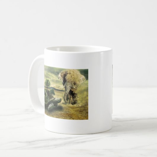SCHILDKRÖTE UND ELEFANT KAFFEETASSE (Vorderseite Links)