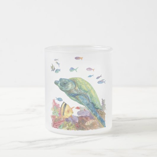 Schildkröte und Fische im Meer Mattglastasse (Mittel)