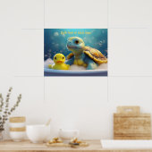 Schildkröte und Gummiente im Bad mit individuellem Poster (Küche)