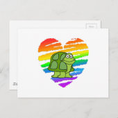 Schildkröte und Regenbogenherz Postkarte (Vorne/Hinten)