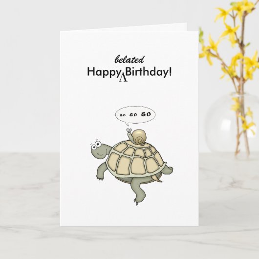 Schildkröte und Schnecke Go Go Go. Alles Gute zum  Karte (Gelbe Blume)