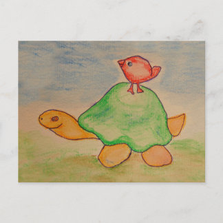 Schildkröte und Vögel auf dem Weg Postkarte