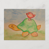 Schildkröte und Vögel auf dem Weg Postkarte (Vorderseite)