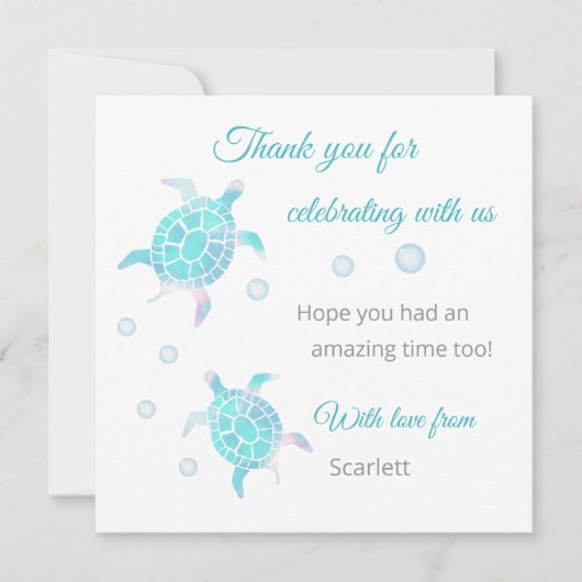 Schildkröte Unter Dem Meer Personalisierte Danke (Vorderseite)