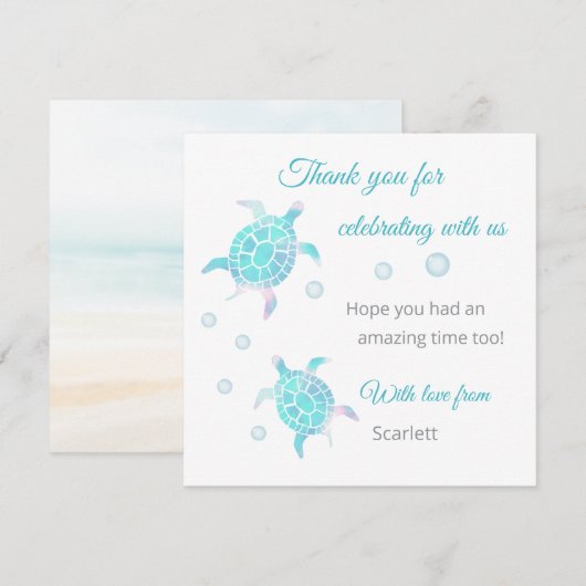 Schildkröte Unter Dem Meer Personalisierte Danke-S Dankeskarte (Vorne/Hinten)