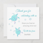 Schildkröte Unter Dem Meer Personalisierte Danke-S Dankeskarte (Vorderseite)