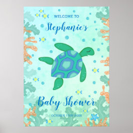 Schildkröte unter der Sea Baby Dusche Poster