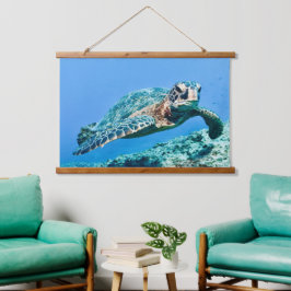 Schildkröte Wandteppich Mit Holzrahmen