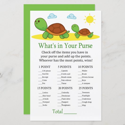 Schildkröte Was ist in Ihrem Geldbeutel Baby Dusch (Vorne/Hinten)
