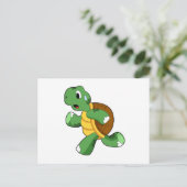 Schildkröte wie Jogger beim Laufen Postkarte (Stehend Vorderseite)