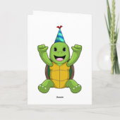 Schildkröte zum Geburtstag mit Party Hut Karte (Rückseite)