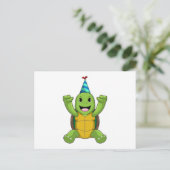 Schildkröte zum Geburtstag mit Party Hut Postkarte (Stehend Vorderseite)