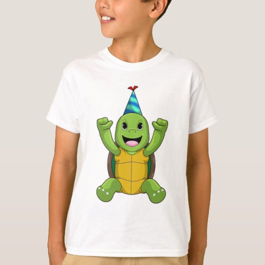 Schildkröte zum Geburtstag mit Party Hut T-Shirt (Vorderseite)
